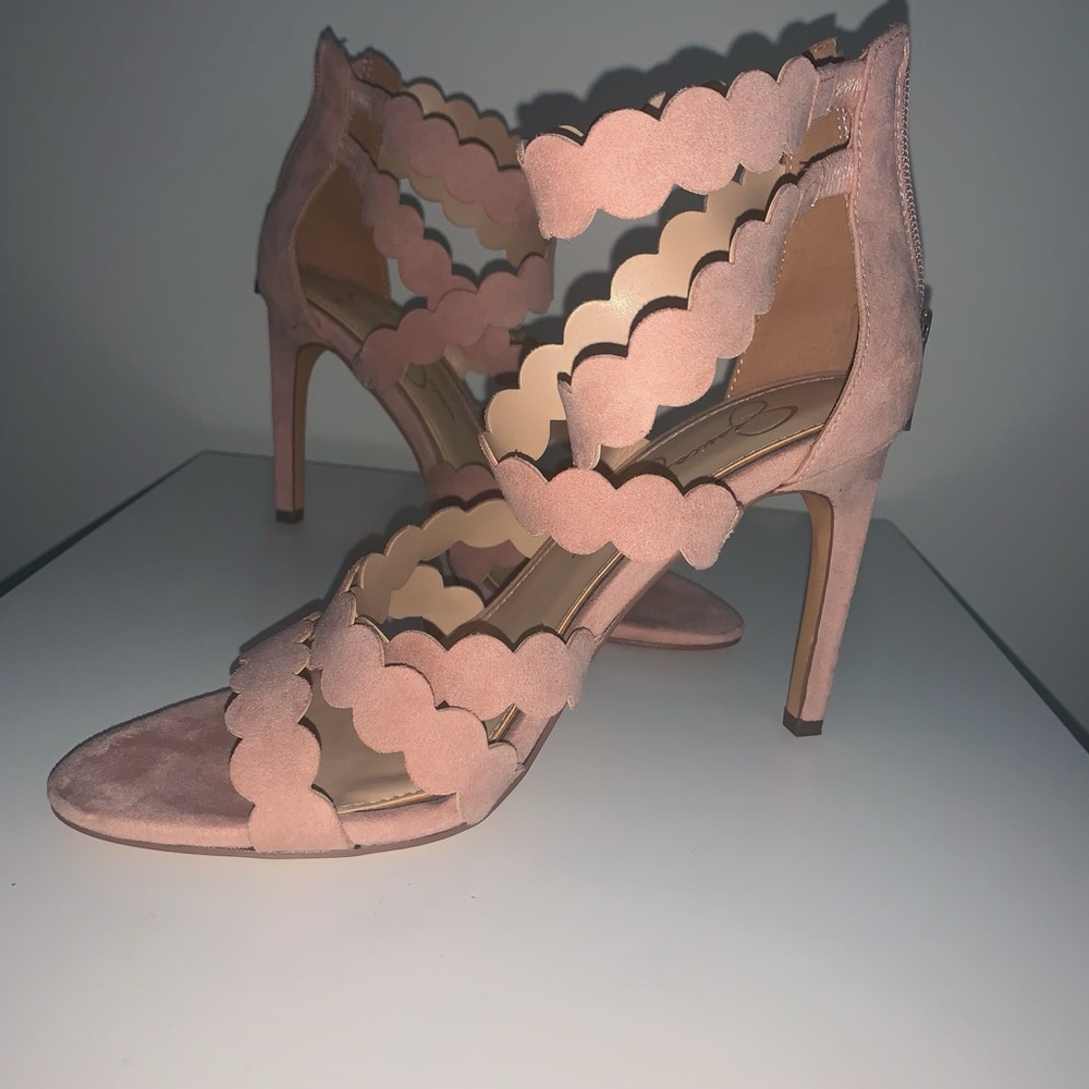 Jessica Simpson Pink Strappy Scalloped Women's Heels
